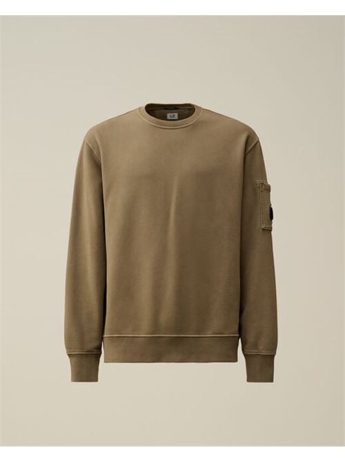 brushed and emerized diagonal fleece lens crew neck sweatshirt C.P. COMPANY | CMSS060A-006372R359